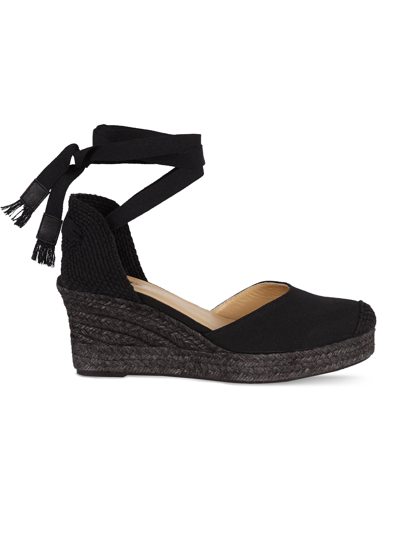 Alpargata Bianca Lino Total Black 7 cm