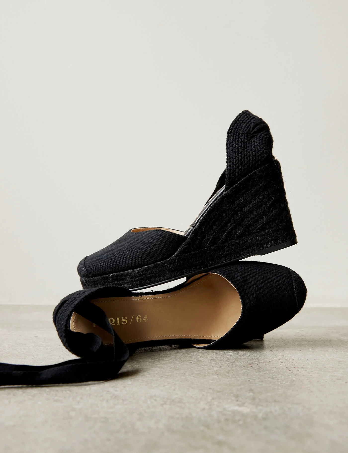 Alpargata Bianca Lino Total Black 9 cm