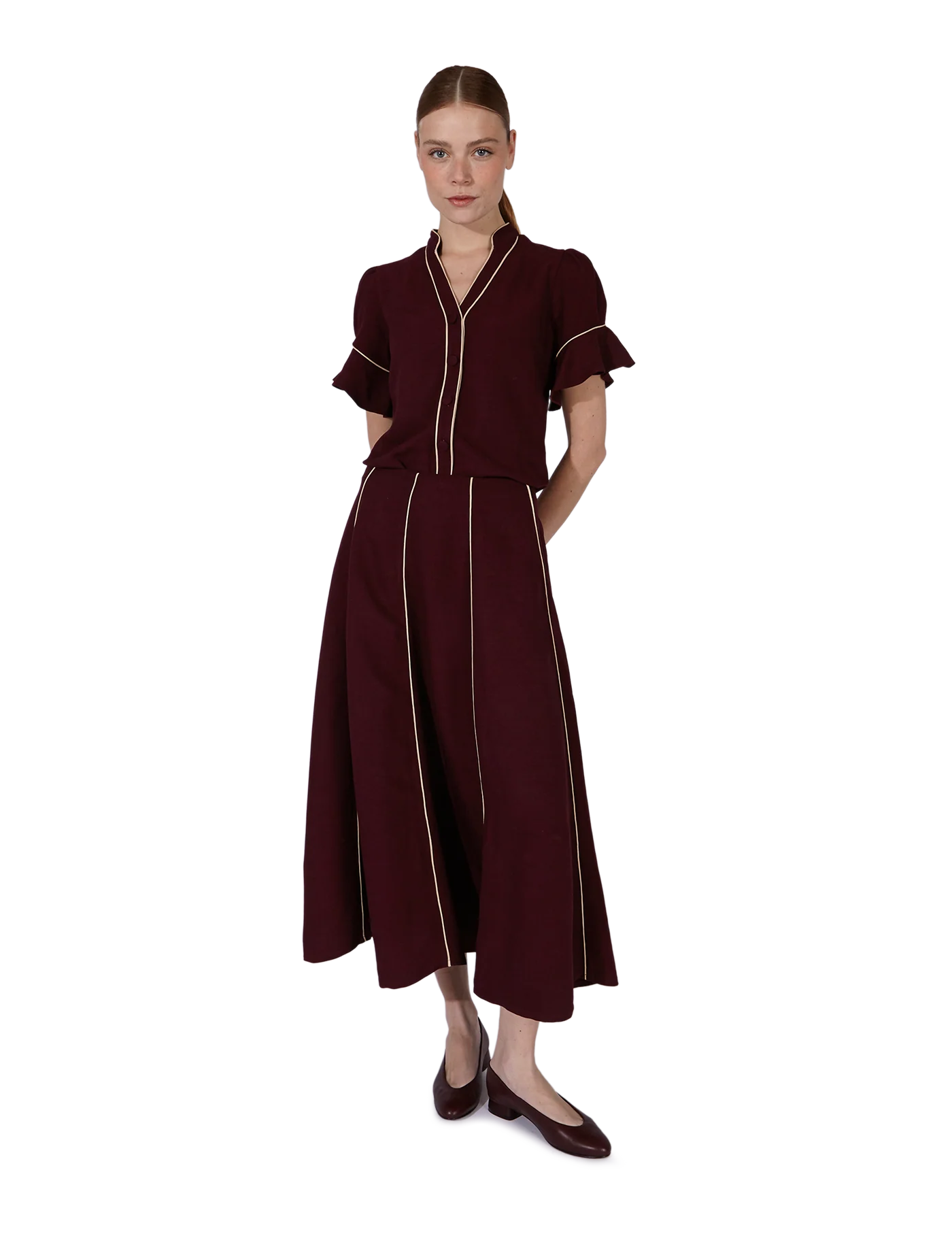 Falda Blair Burgundy & Sand - Image 7