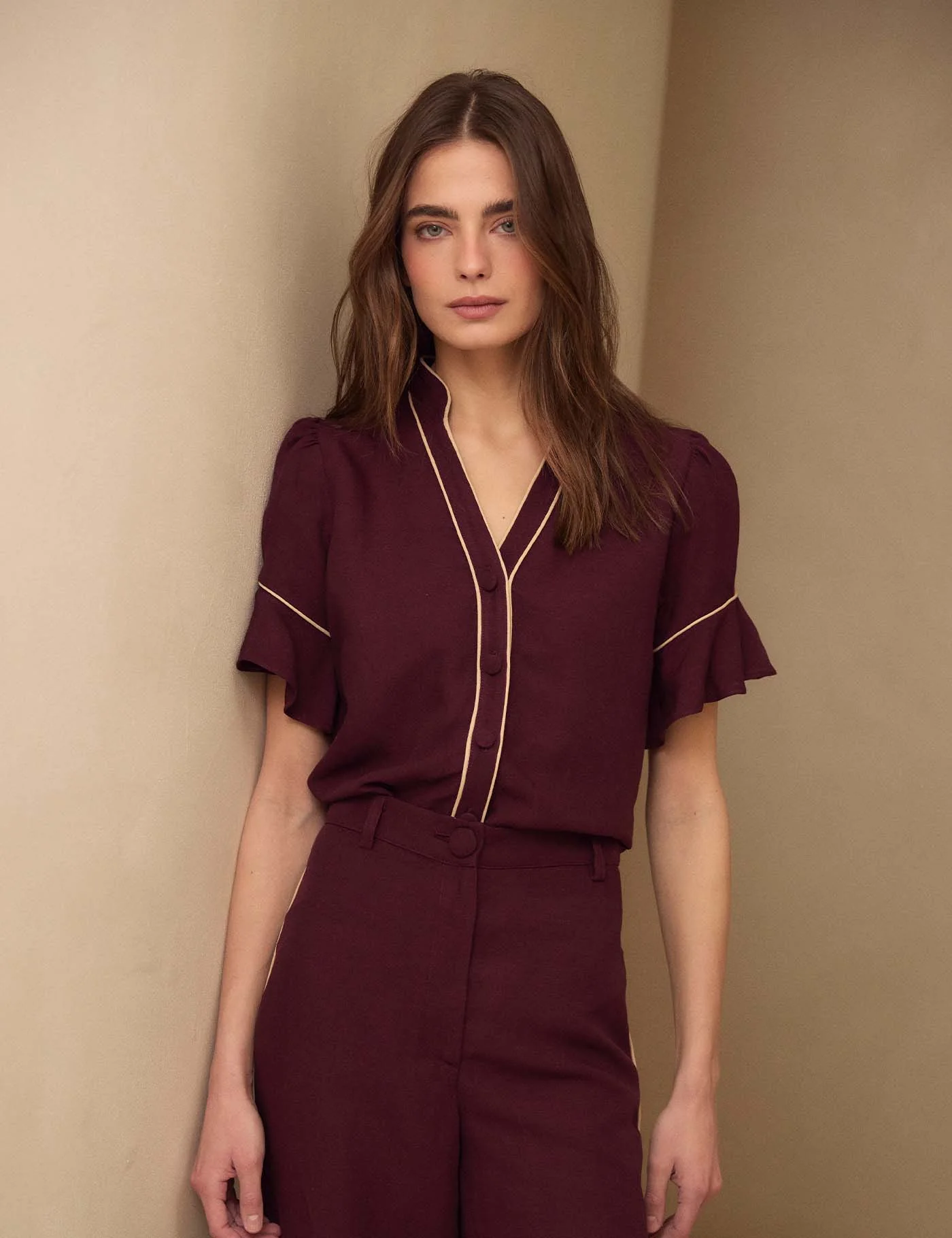 Pantalón Blair Burgundy & Sand - Image 3