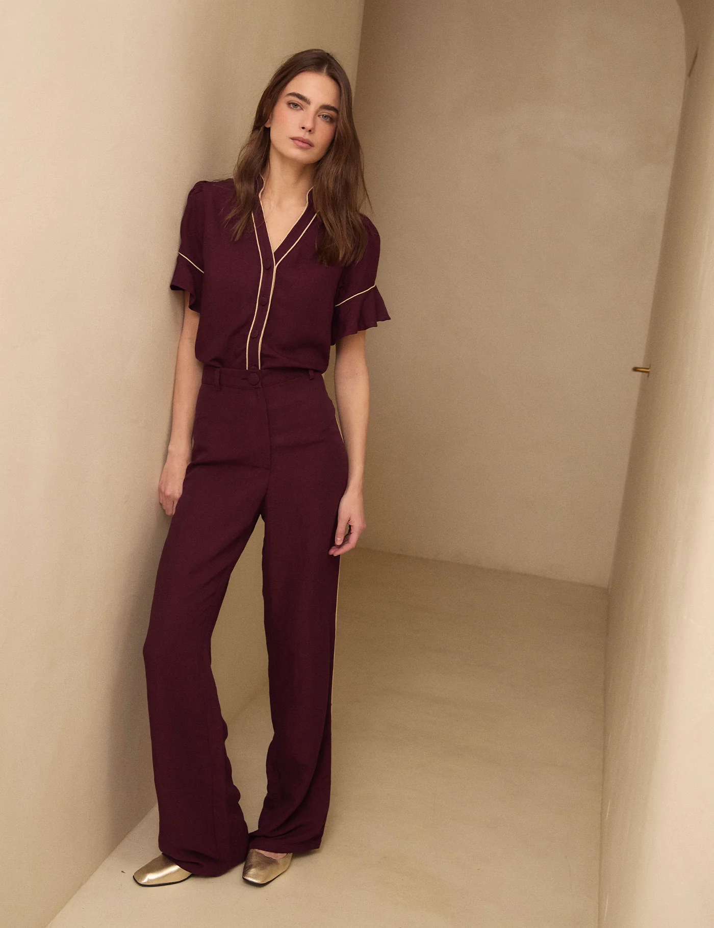 Pantalón Blair Burgundy & Sand - Image 4