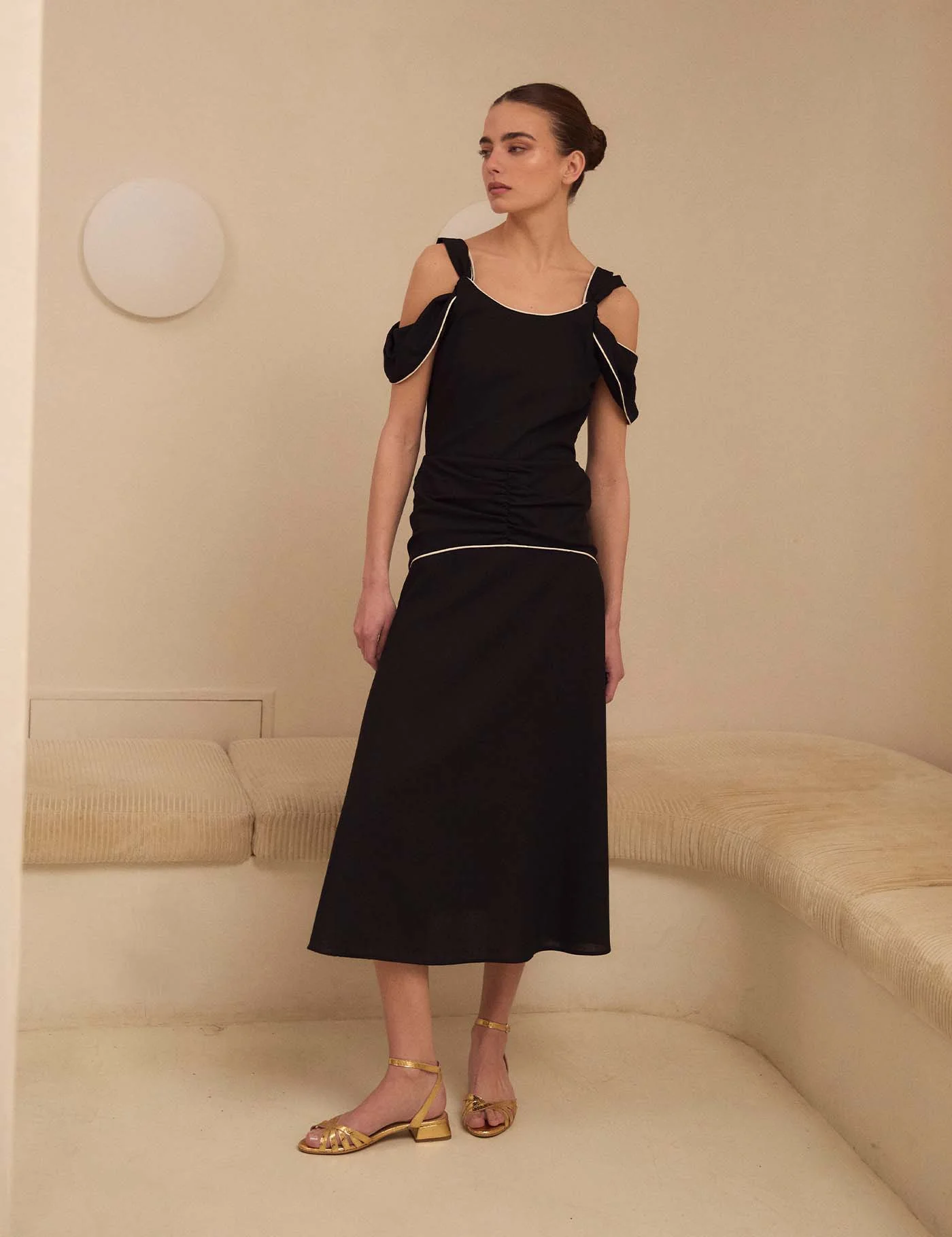 Vestido Nicolle Black & Cream - Image 3